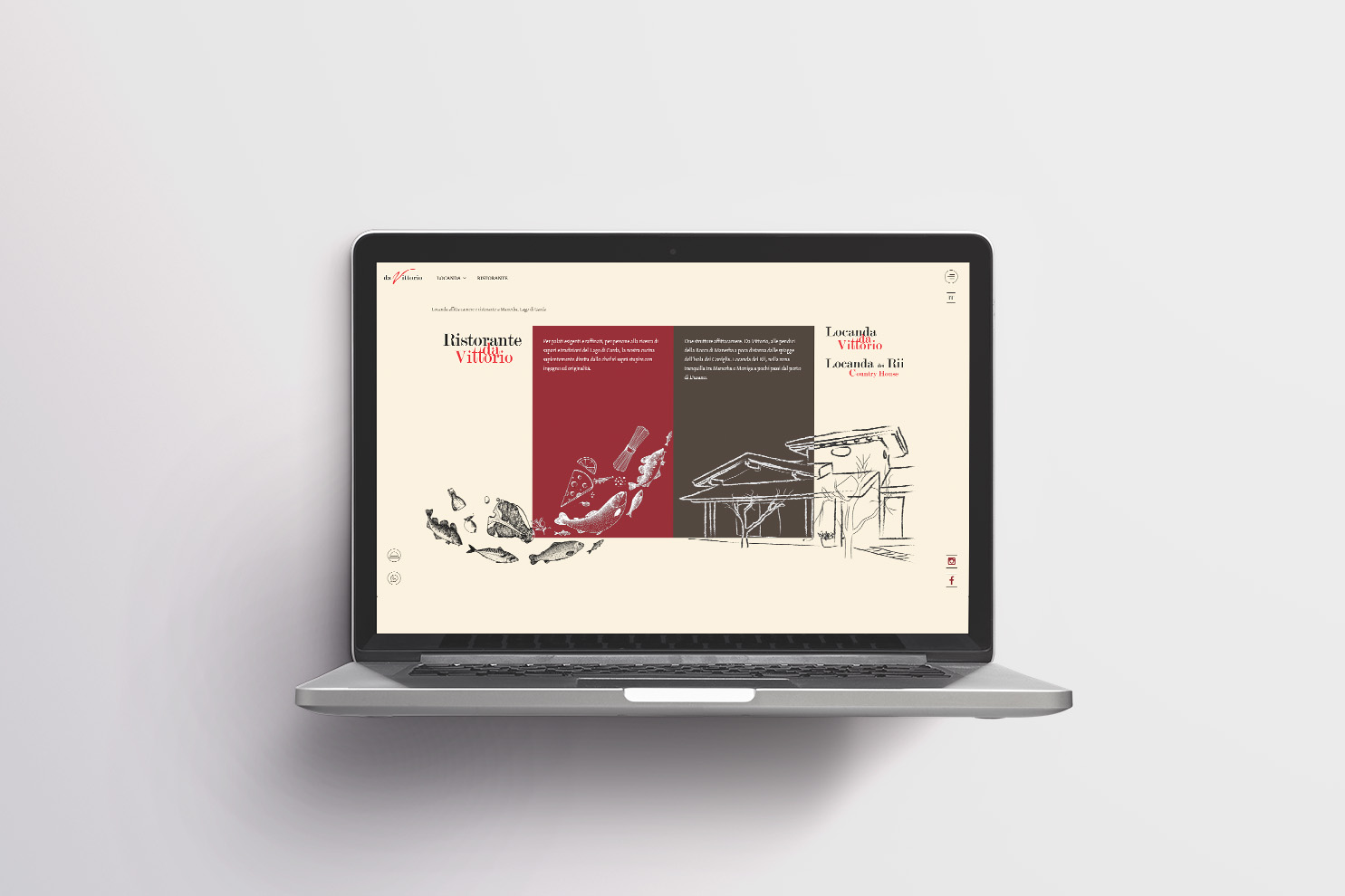 screenshot of home page web site Locanda da Vittorio, Manerba del Garda